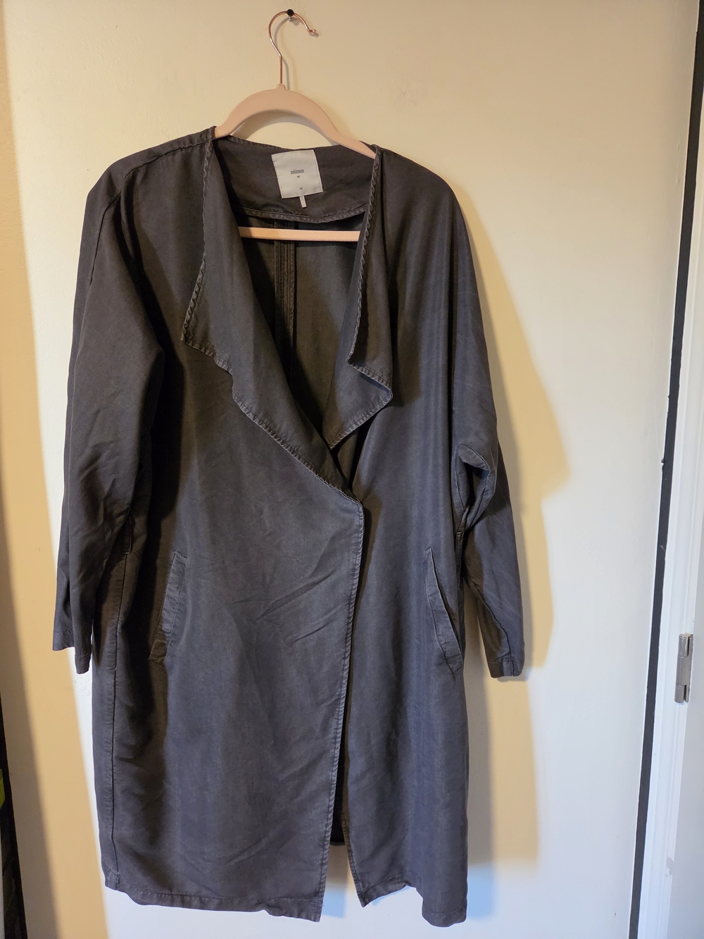 Minimum Women's Open-Front Trench Coat - Charcoal Gray